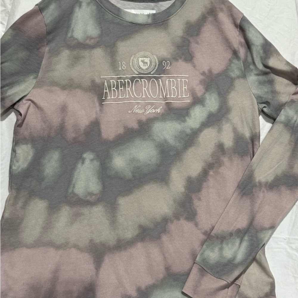 Abercrombie & Fitch Gray and Brown Tie-Dye Tee
